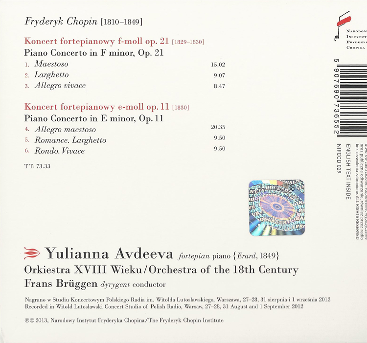 F. Chopin - Piano Concertos 1  2 - Yulianna Avdeeva - Orchestra of the  Eighteenth Century Webshop